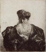 REMBRANDT Harmenszoon van Rijn Old Man with Beard,Fur Cap and Velvet Cloak France oil painting artist
